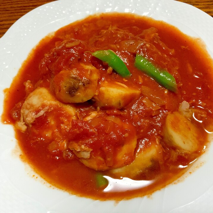 里芋と魚缶詰(ツナ)のトマト煮